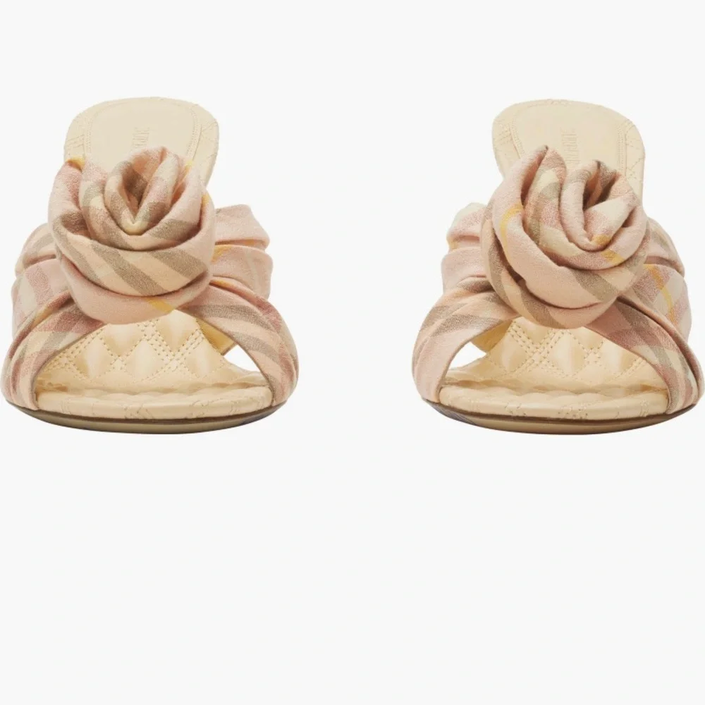 Burberry Mews Rose 90MM Check Mules - Picture 2 of 7